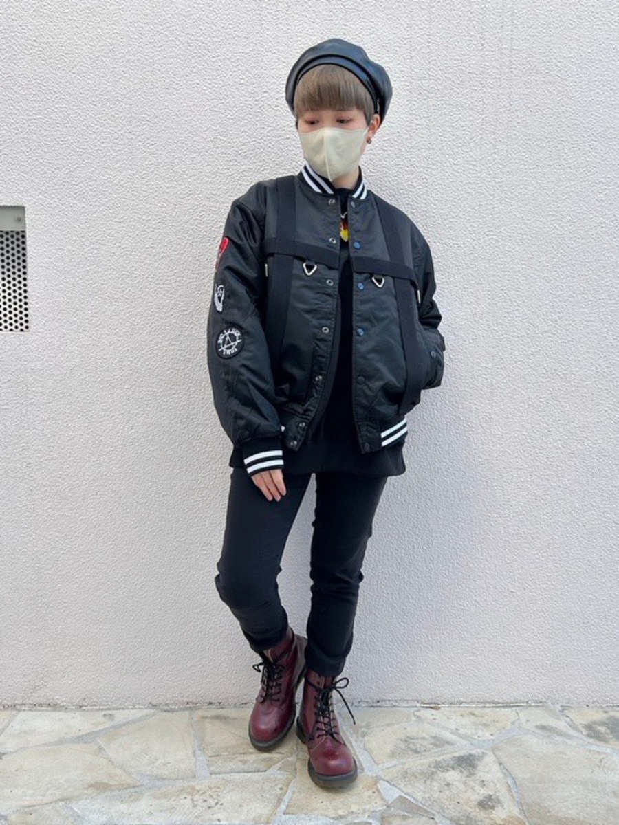 新品★ヘルキャットパンクスボアブルゾン★ ボーダーメッシュロングカーデ/HELLCATPUNKS(ヘルキャット