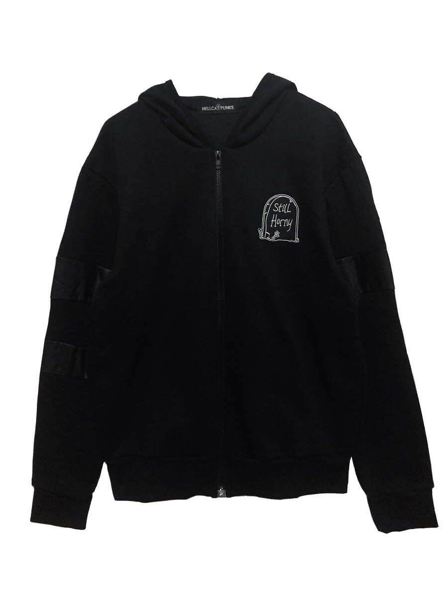 パーカー ジップパーカー 長袖 切り替え パッチ ブラック レディース HELLCATPUNKS ヘルキャットパンクス 切り替えZIPパーカー 切り替えZIPパーカー/HELLCATPUNKS(ヘルキャットパンクス) 通販