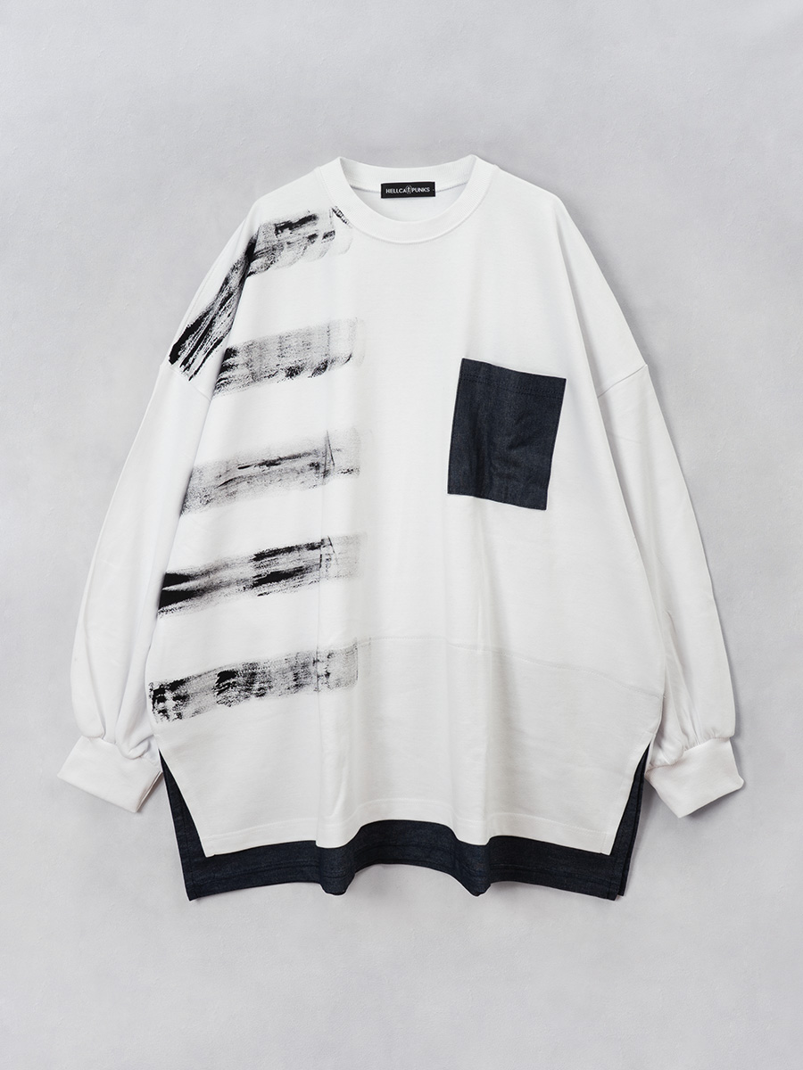 デニムレイヤードプルオーバー