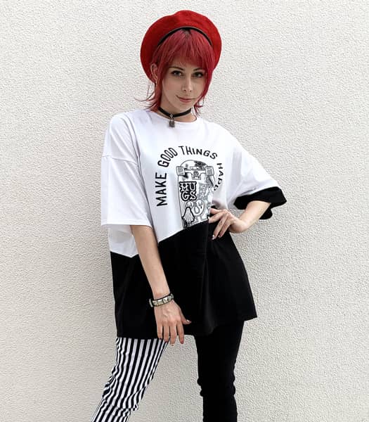 シャツ 長袖 無地 ストライプ ボーダー ブラック ホワイト レディース ユニセックス HELLCATPUNKS ヘルキャットパンクス 切り替えシャツ 切り替えシャツ/HELLCATPUNKS(ヘルキャットパンクス) 通販