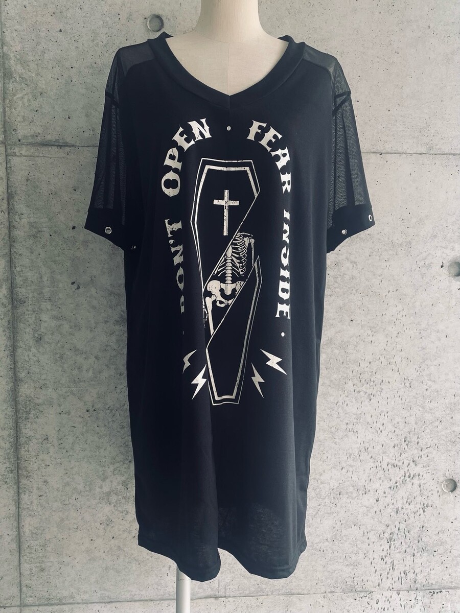 ショルダーシースルーTシャツ/HELLCATPUNKS(ヘルキャット