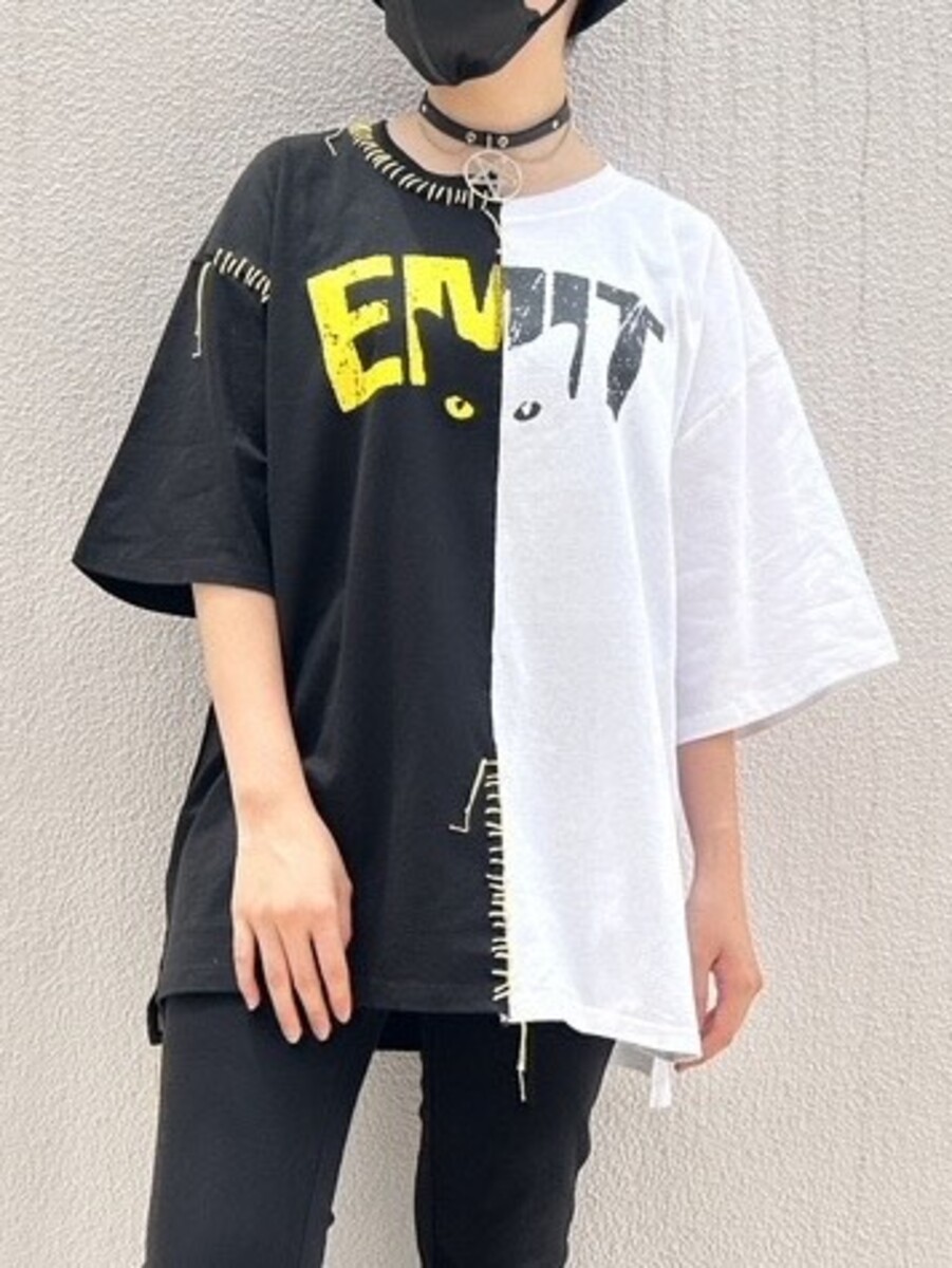 CATハーフ切り替えTシャツ