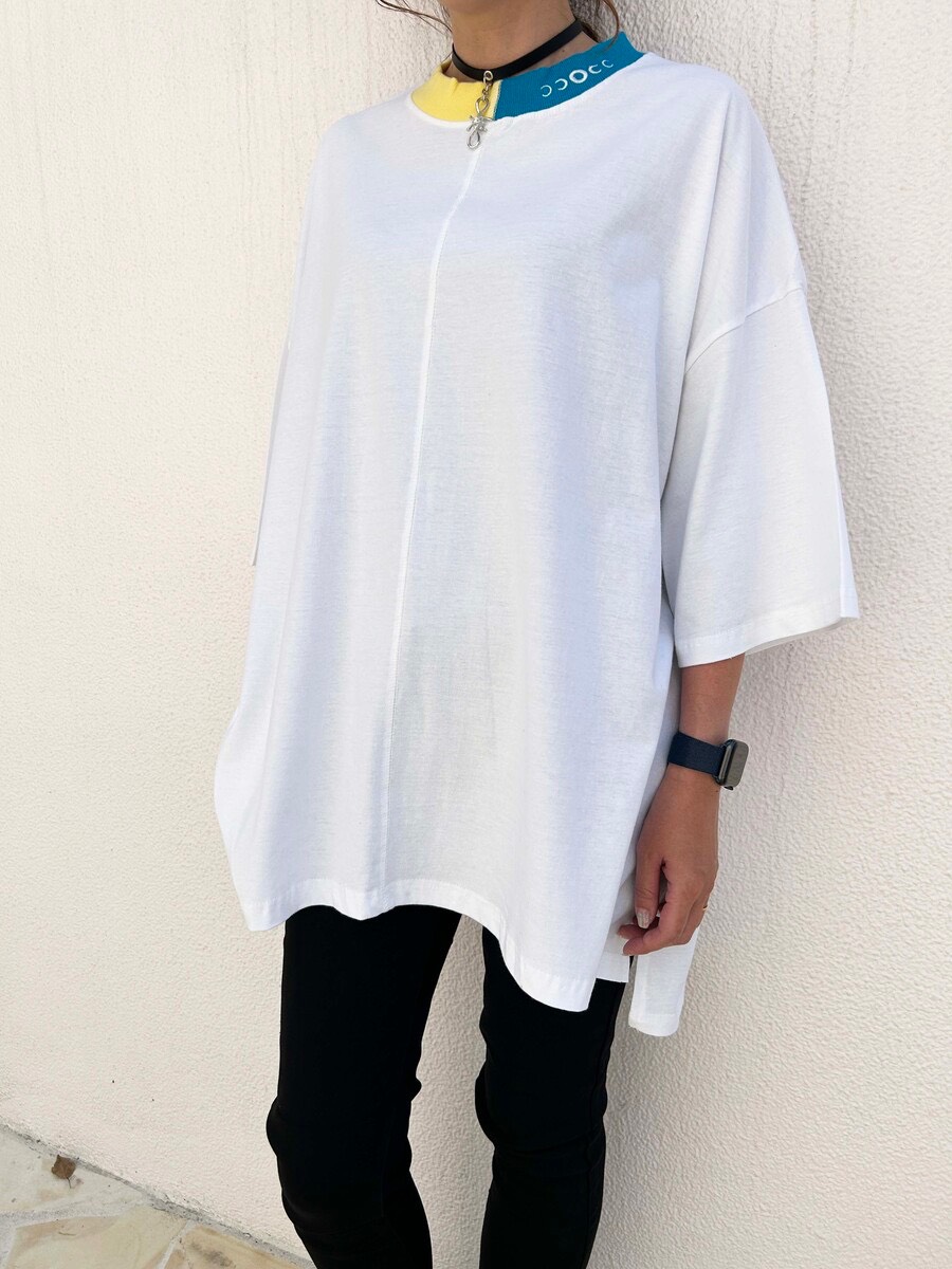 リブ切り替えビッグTシャツ