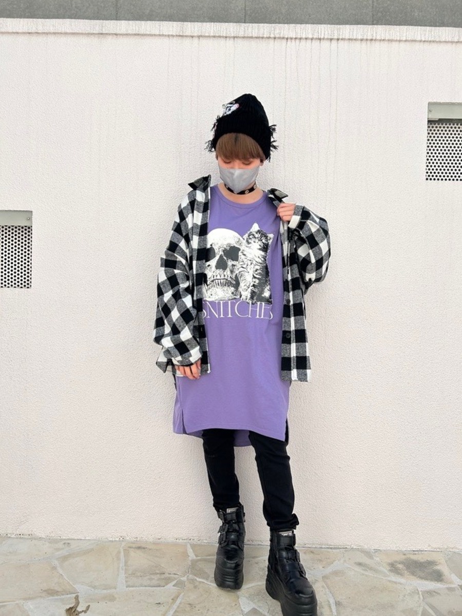 マッドパンクス マッドガール チェーン安全ピン付 スカルプリント Tシャツ マッドパンクス マッドガール チェーン安全ピン付 スカル