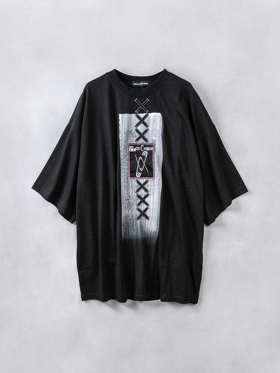 Tシャツ ブラック ブリーチ パッチ フリーサイズ ジェンダーレス ユニセックス 男女兼用 HELLCATPUNKS ヘルキャットパンクス パッチ付きビッグTシャツ HELLCATPUNKS(ヘルキャットパンクス)公式サイト｜パンク