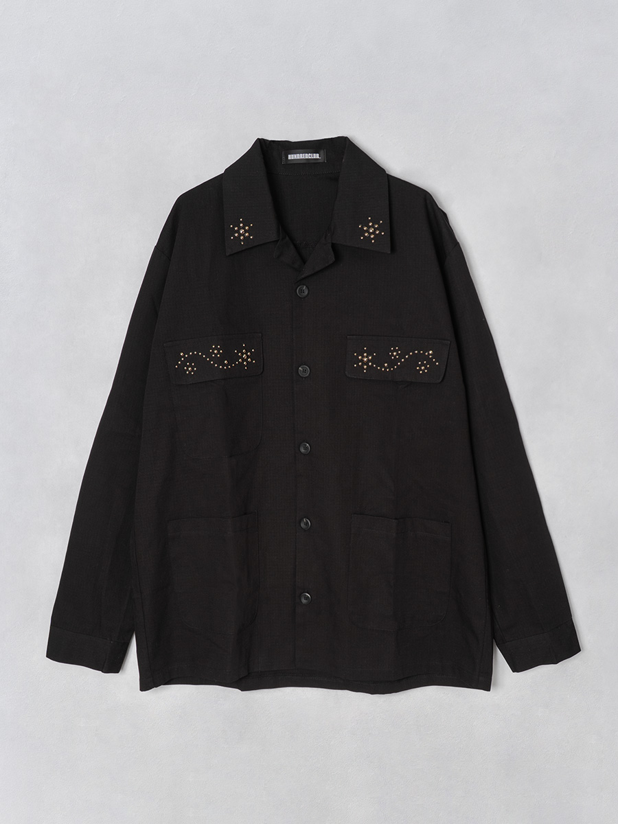 スタッズオープンカラーシャツ