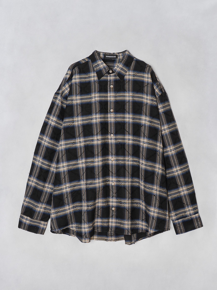 チェックダメージシャツ