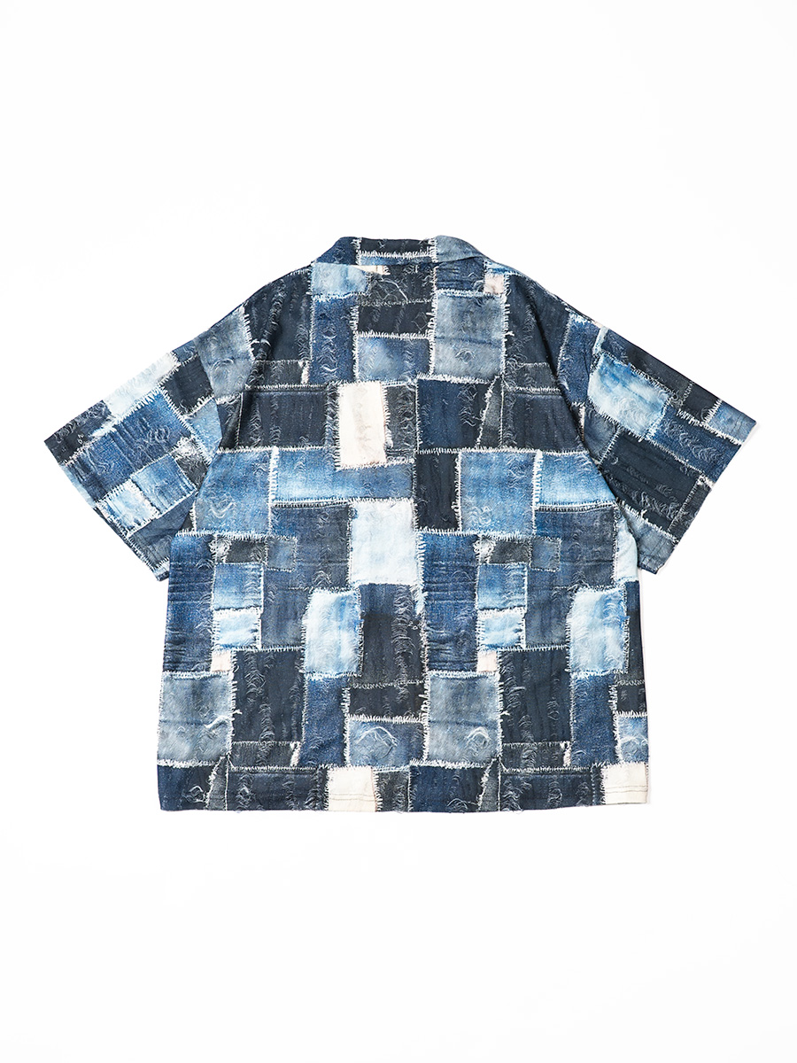 デニムスタイルパッチワーク半袖シャツ/HUNDREDCLUB(ハンドレッド デニムスタイルパッチワーク半袖シャツ/HUNDREDCLUB(ハンドレッド